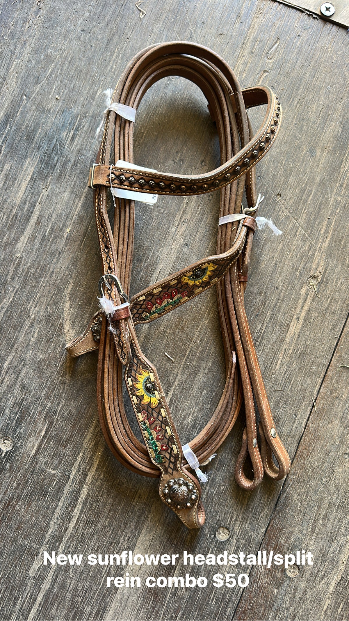 Sunflower Headstall w/ Split Rein